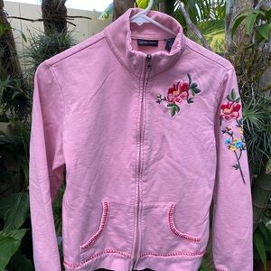 Pink Embroidered Floral Jacket